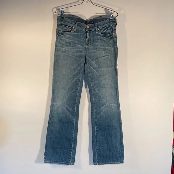 7 Seven for all Mankind Bootcut Denim Blue Jeans Women Size 26 - Picture 2 of 10